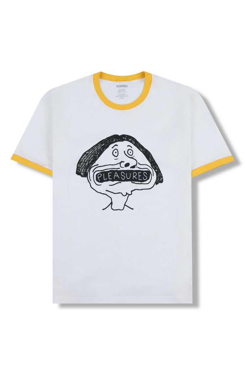 PLEASURES Mouthful Cotton Graphic Ringer T-Shirt, Alternate, color, Natural