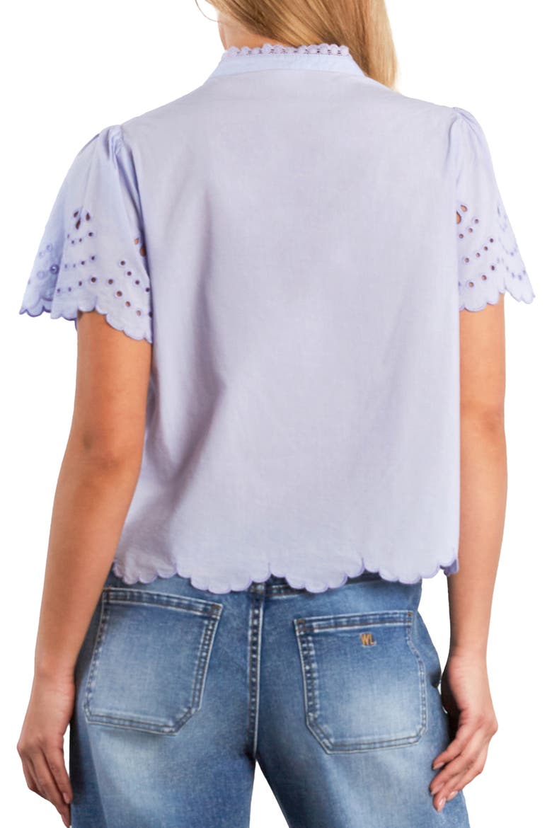 Sweet Lace Trim Cotton Blend Top, Alternate, color, PURPLE HEATHER