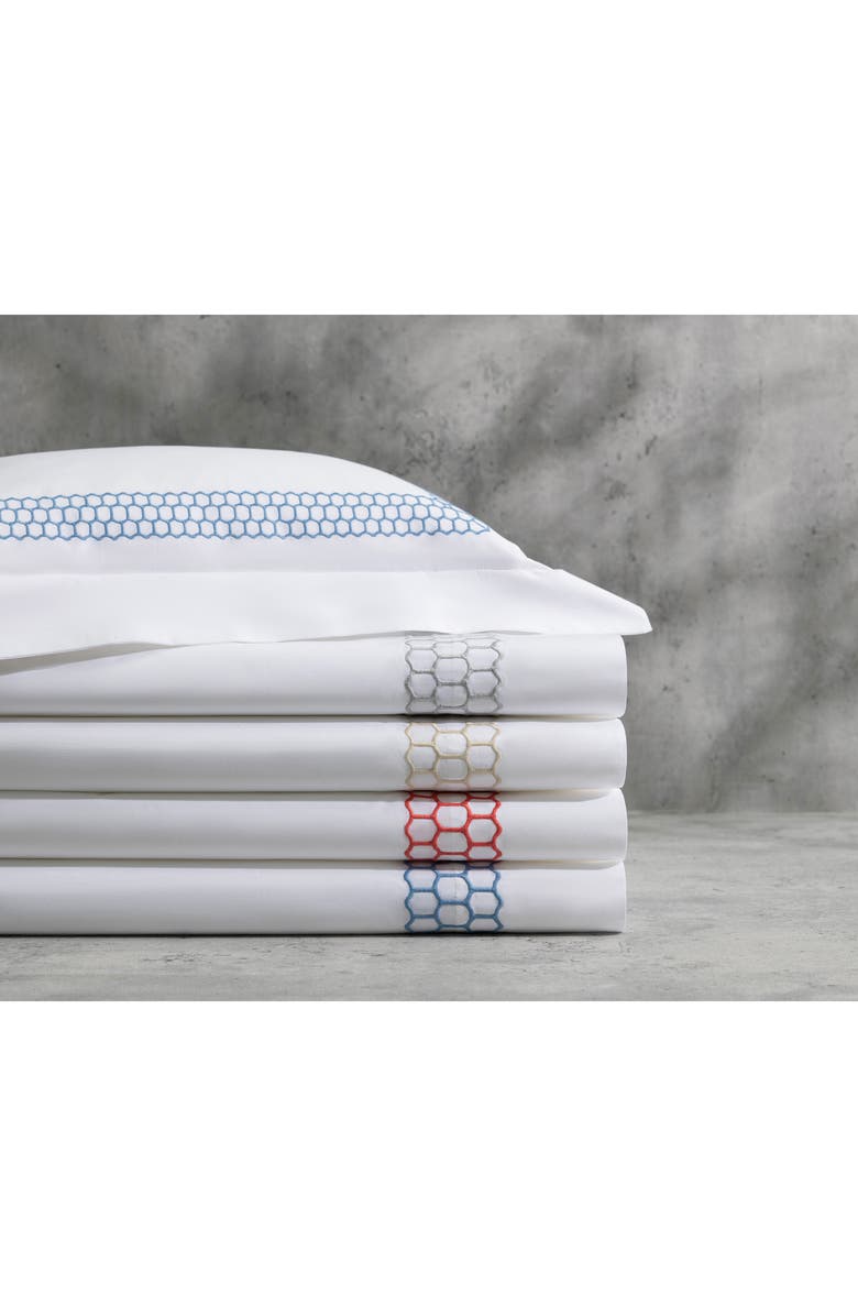 Matouk Liana 520 Thread Count Flat Sheet, Alternate, color, Ocean