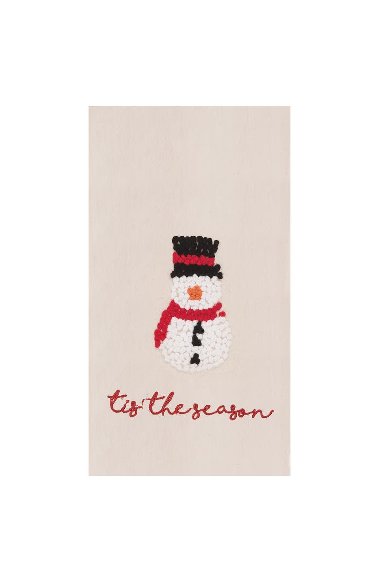 C&F Home Tis the Season Snowman French Knot Cotton Embroidered Flour Sack Kitchen Towel, Main, color, White