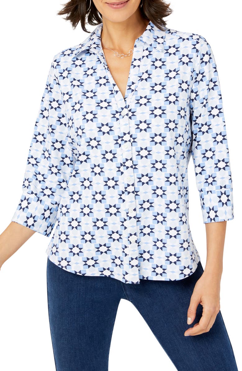 Foxcroft Mary Patchwork Button-Up Shirt, Main, color,