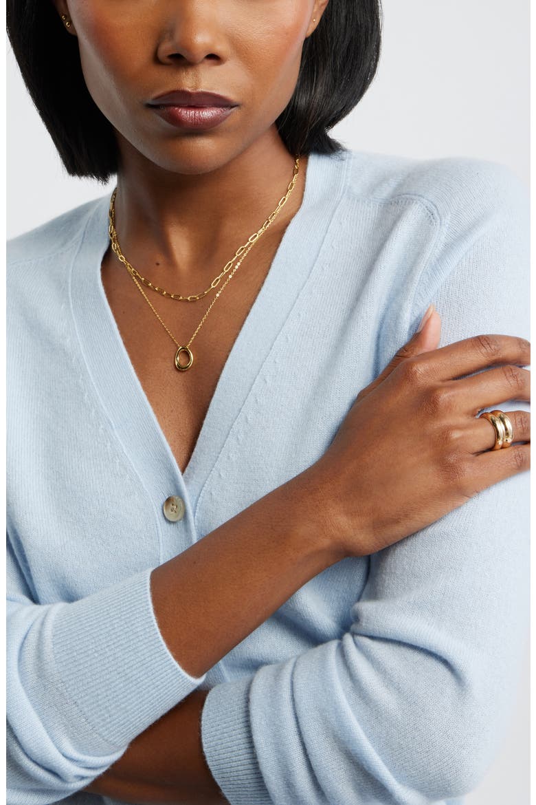 Demi Fine Paper Clip Pendant Necklace, Alternate, color, 14K GOLD PLATED