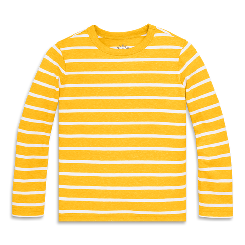 Primary Kids Heathered Long Sleeve Stripe Tee In Yellow