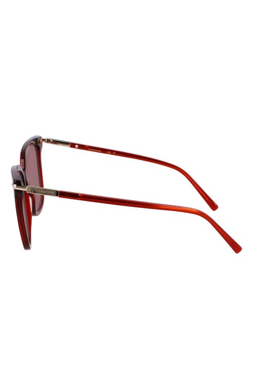 Ferragamo Prisma 56mm Modified Butterfly Sunglasses In Transparent Red