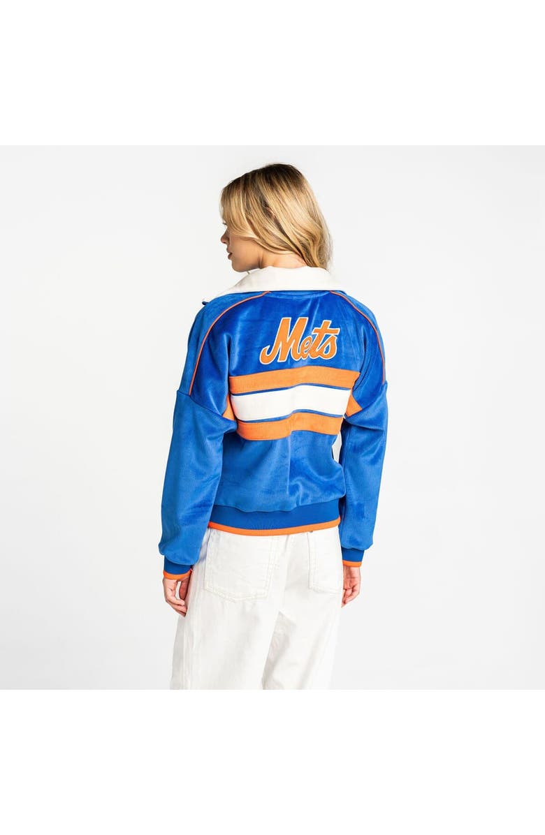 THE WILD COLLECTIVE Women's The Wild Collective  Royal New York Mets Velvet Cord Full-Zip Jacket, Alternate, color, Royal