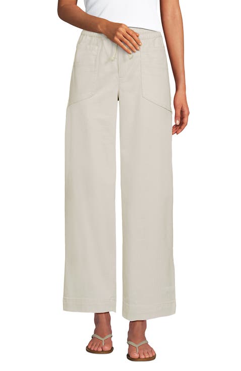 Herringbone Chino High Rise Relaxed Straight Drawstring Ankle Pants