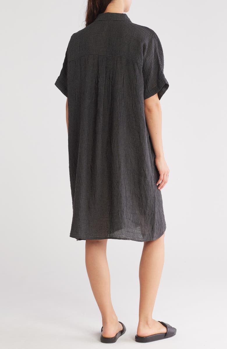 Eileen Fisher Check Print Linen Blend Shirtdress, Alternate, color,