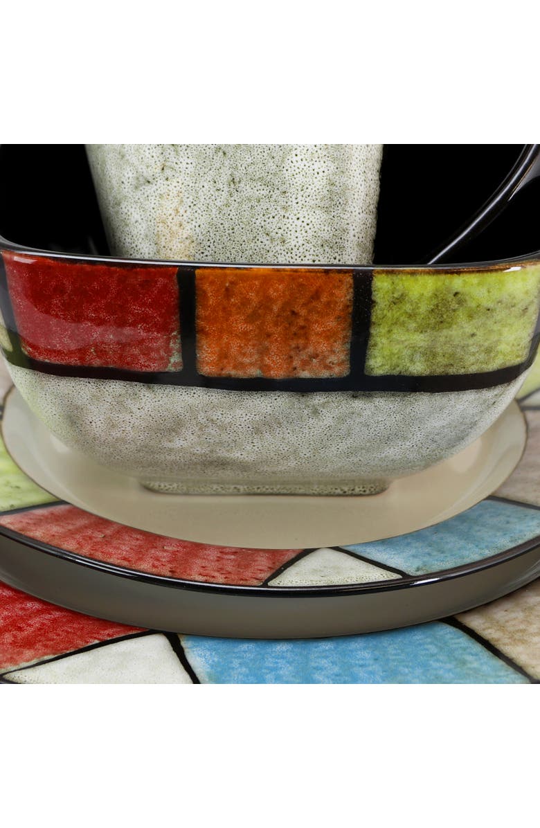 Elama Country Cottage 16 Piece Stoneware Dinnerware Set, Alternate, color, White