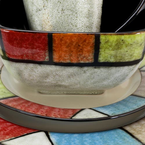 Elama Country Cottage 16 Piece Stoneware Dinnerware Set In Multi