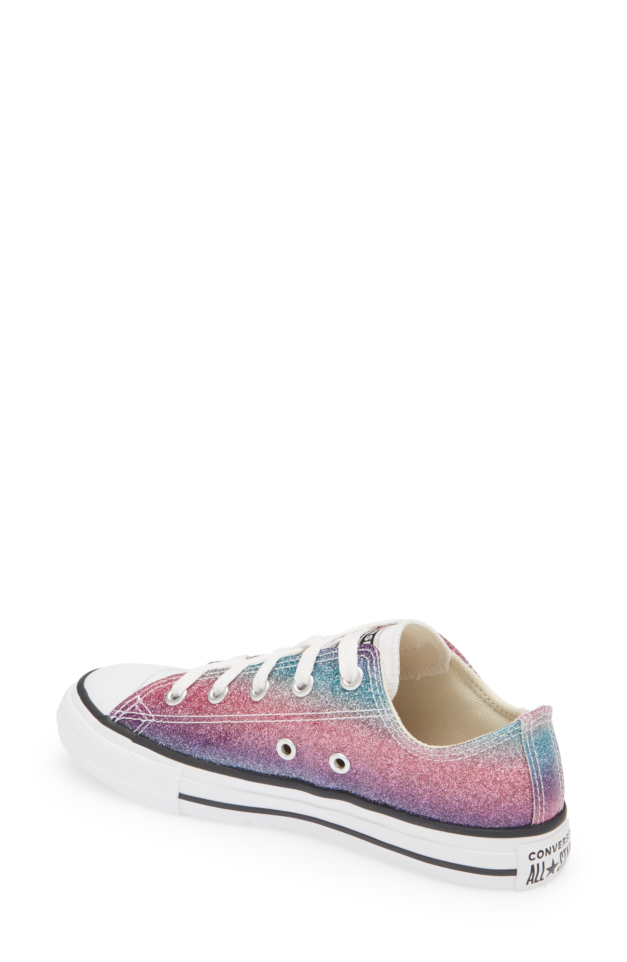 Converse Chuck Taylor<sup>®</sup> All Star<sup>®</sup> Ox Rainbow Glitter Sneaker, Alternate, color, 