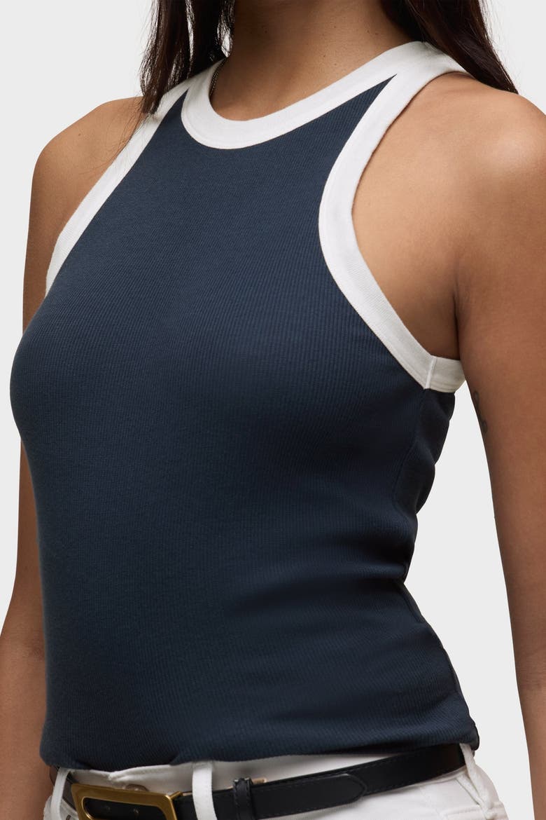 Ribbed Racer Tank, Alternate, color, NAVY/WHITE