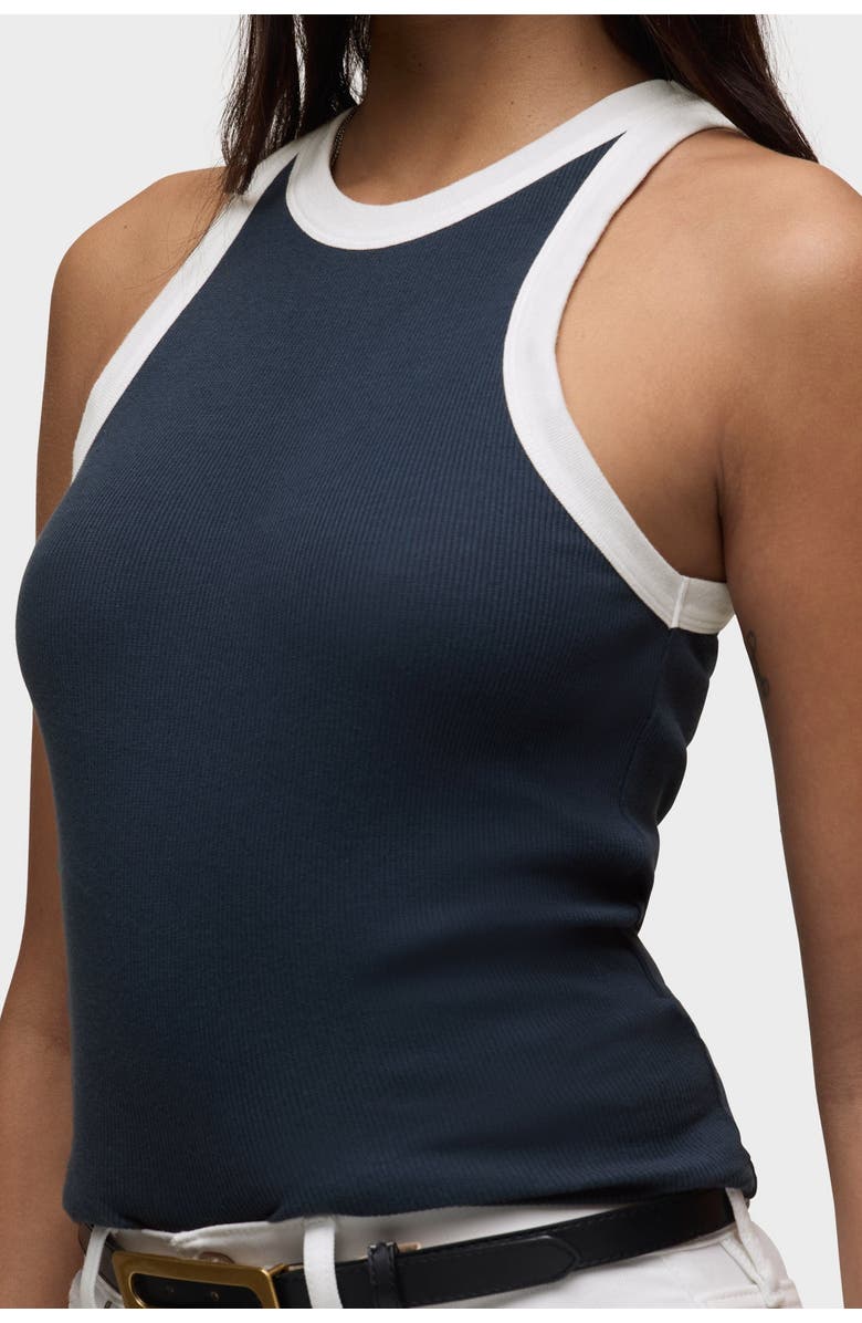 Hudson Jeans Ribbed Racer Tank, Alternate, color, Navy/White