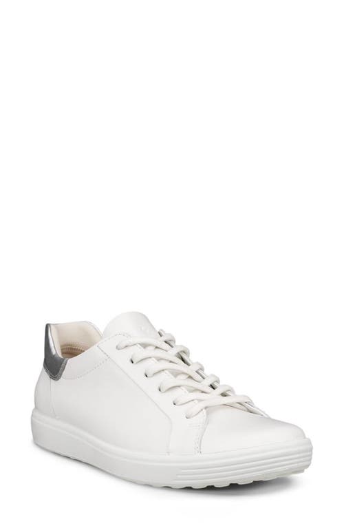 Ecco Soft 7 Sneaker In White/pure Silver