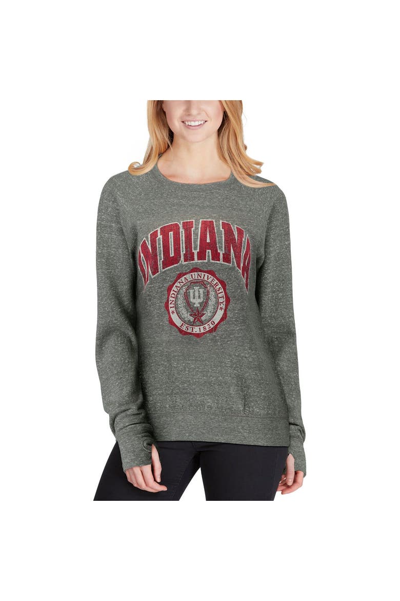 Women's Pressbox Heathered Gray Indiana Hoosiers Edith Vintage Knobi Pullover Sweatshirt, Alternate, color, Heather Gray
