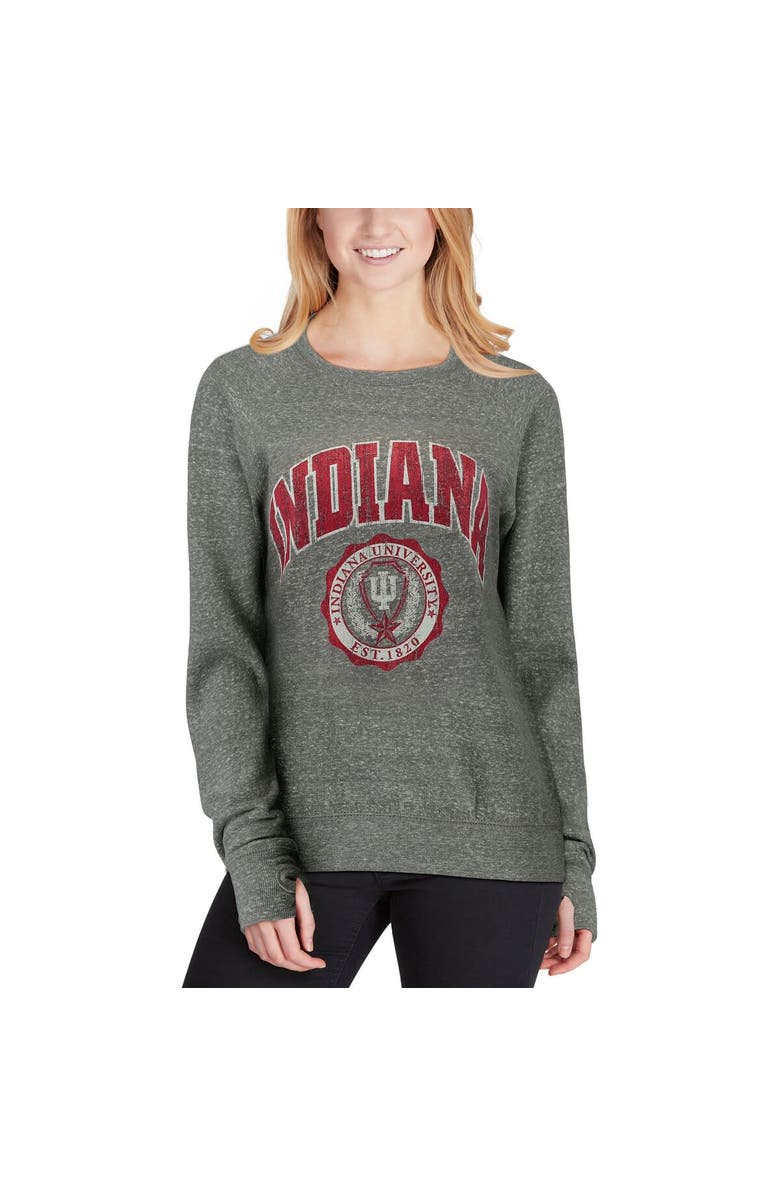 PRESSBOX Women's Pressbox Heathered Gray Indiana Hoosiers Edith Vintage Knobi Pullover Sweatshirt, Alternate, color, 