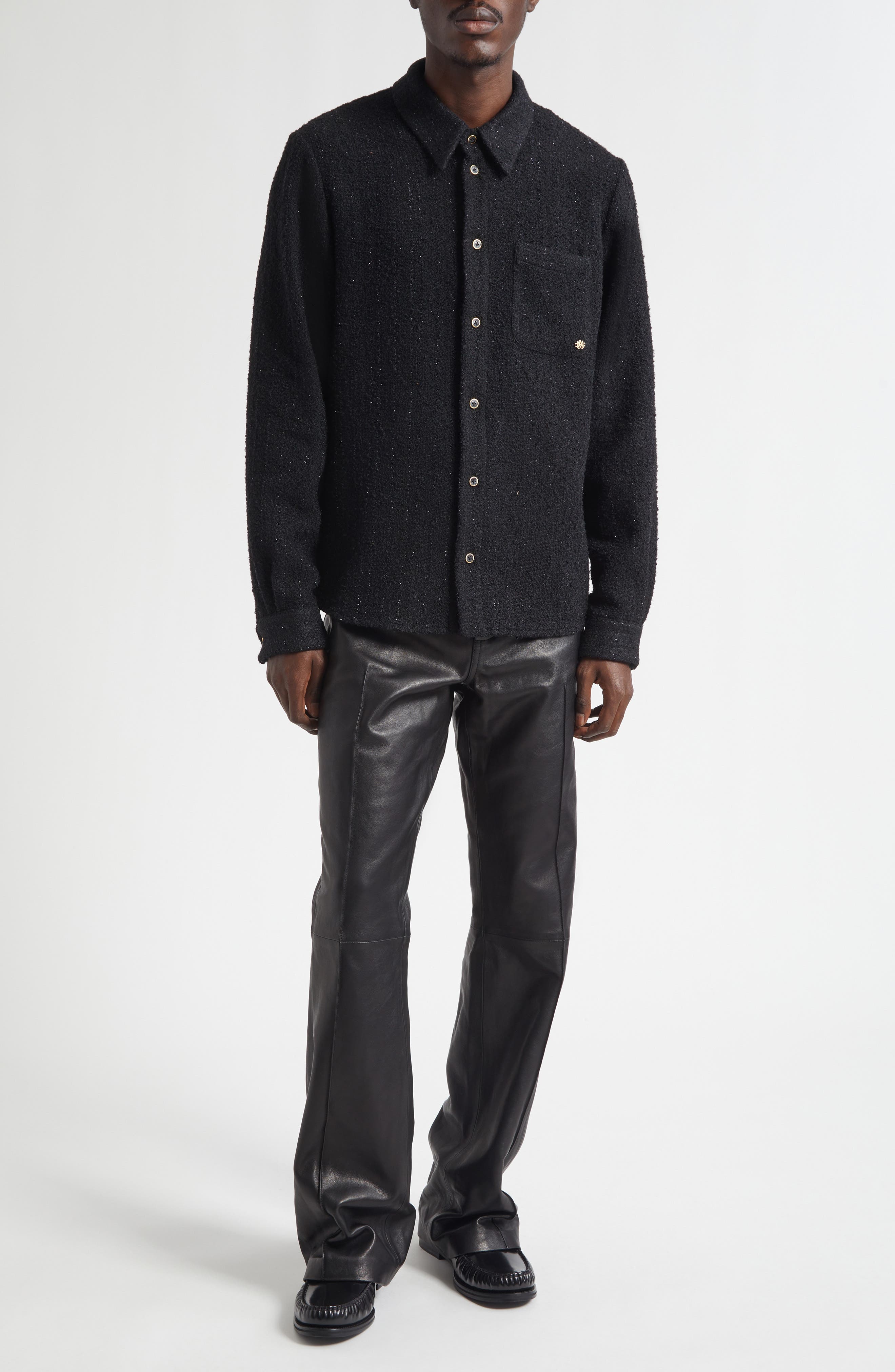 Shimmer Boucle Button-Up Shirt - image 2