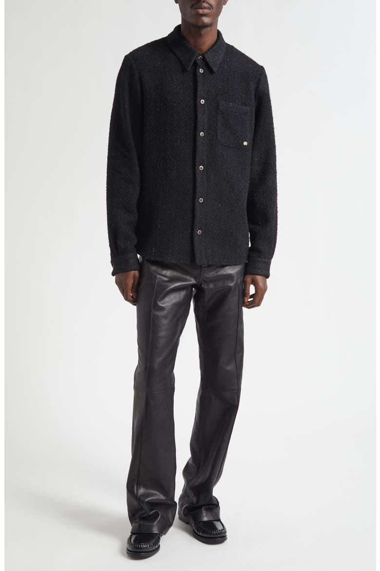 Shimmer Bouclé Button-Up Shirt, Alternate, color, BLACK