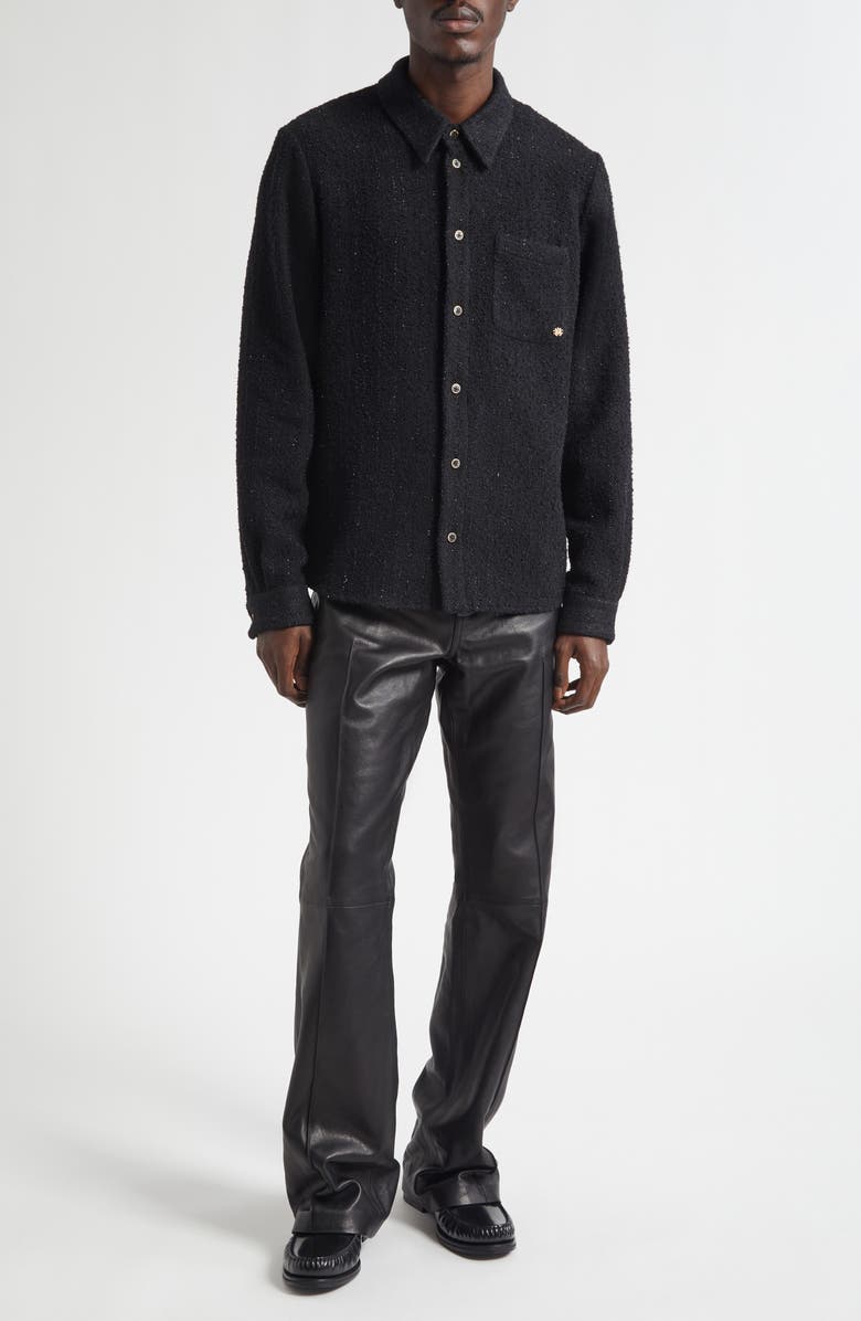 AMIRI Shimmer Bouclé Button-Up Shirt, Alternate, color, Black