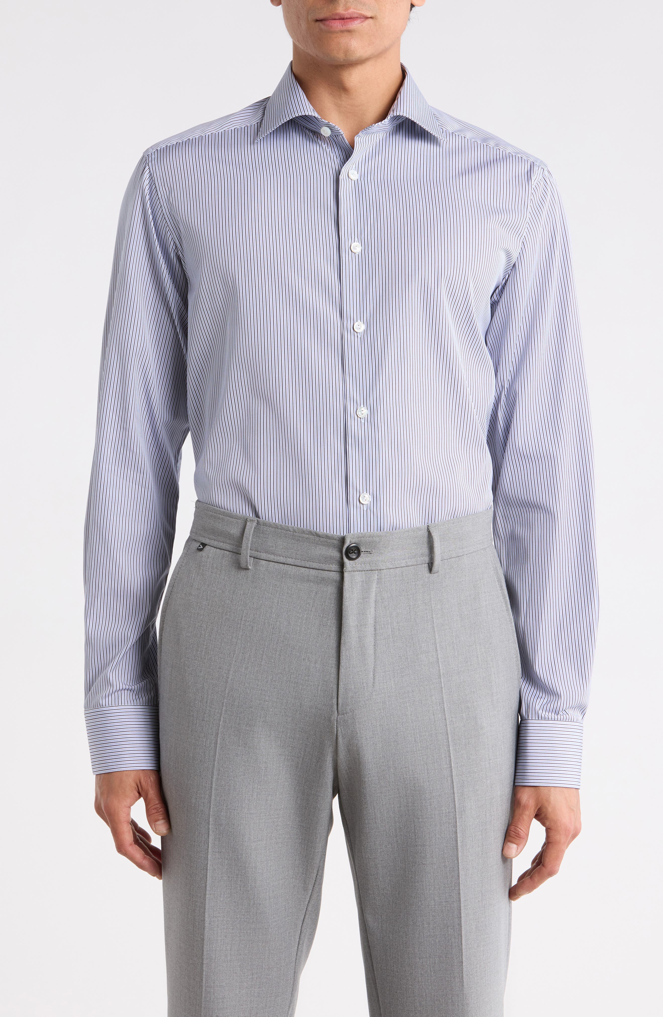 Eton Contemporary Fit Striped Supima® Cotton Dress Shirt