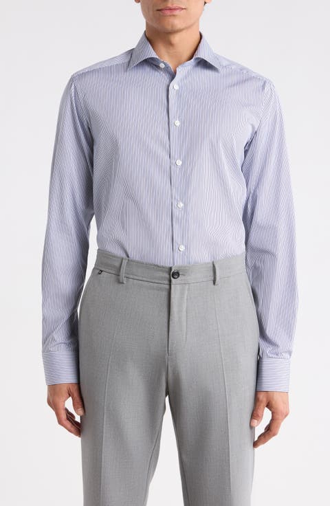 Contemporary Fit Striped Supima® Cotton Dress Shirt