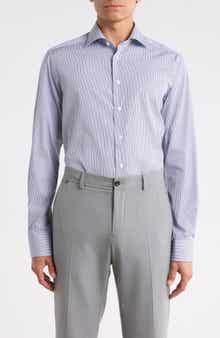 Eton Contemporary Fit Striped Supima® Cotton Dress Shirt