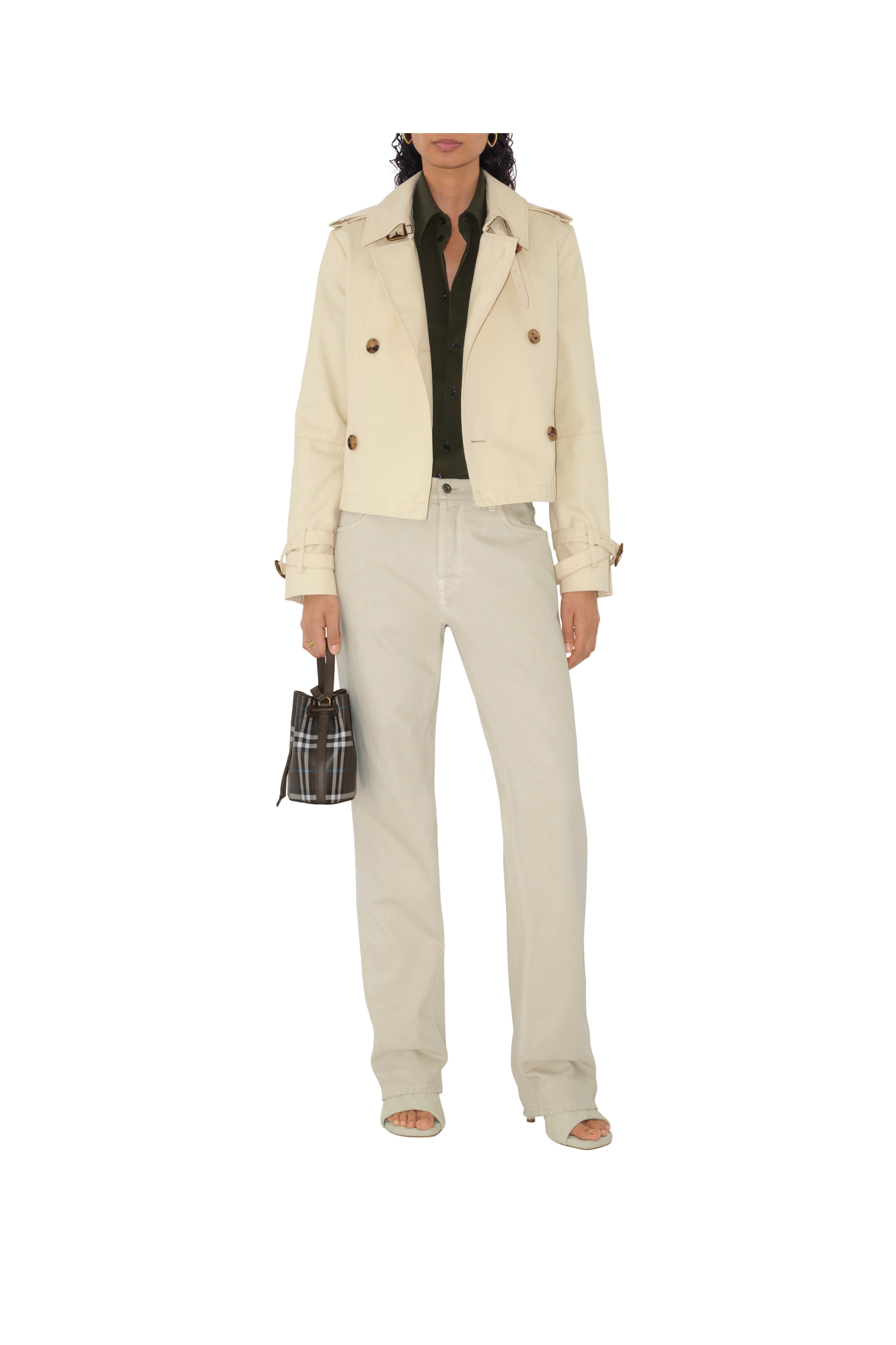 Burberry Mini Check Bucket Bag, Alternate, color, 