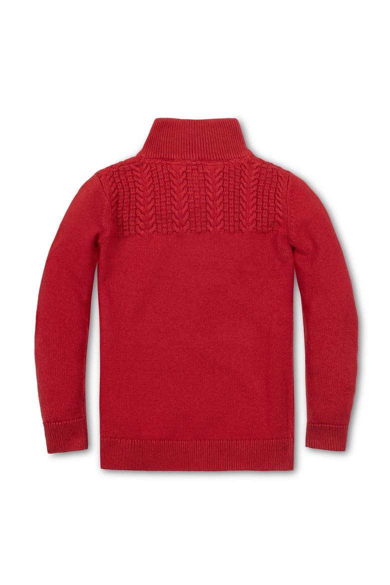 Kids' Organic Long Sleeve Mock Neck Sweater with Cable Yoke, Alternate, color, Red Cable Yoke