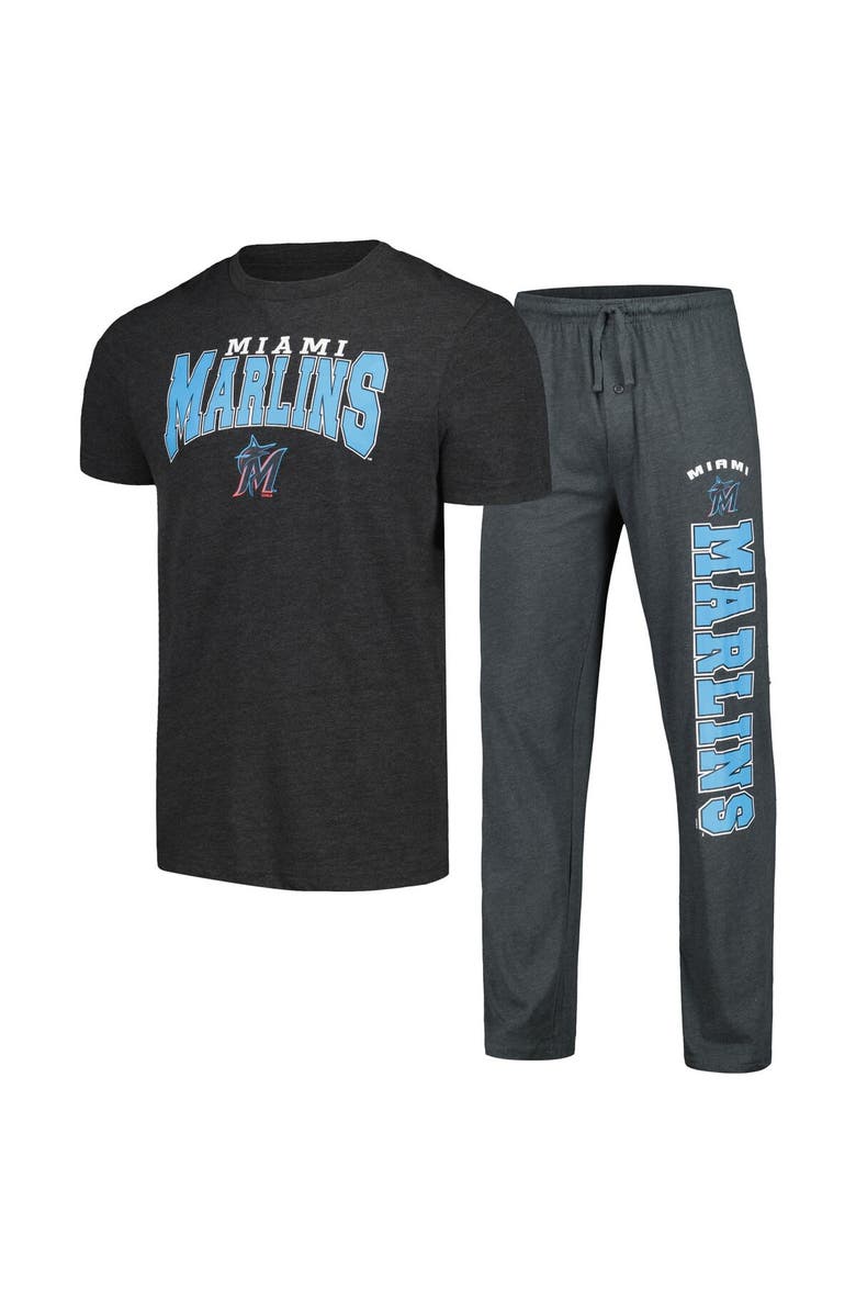 CONCEPTS SPORT Men's Concepts Sport Charcoal/Black Miami Marlins Meter T-Shirt & Pants Sleep Set, Main, color, 