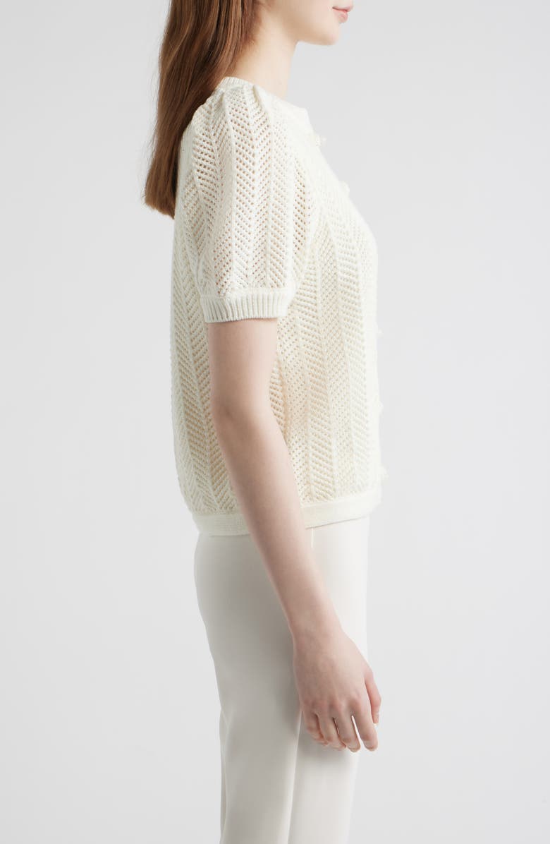 Elie Tahari The Billie Bow Cardigan, Alternate, color, Sky White