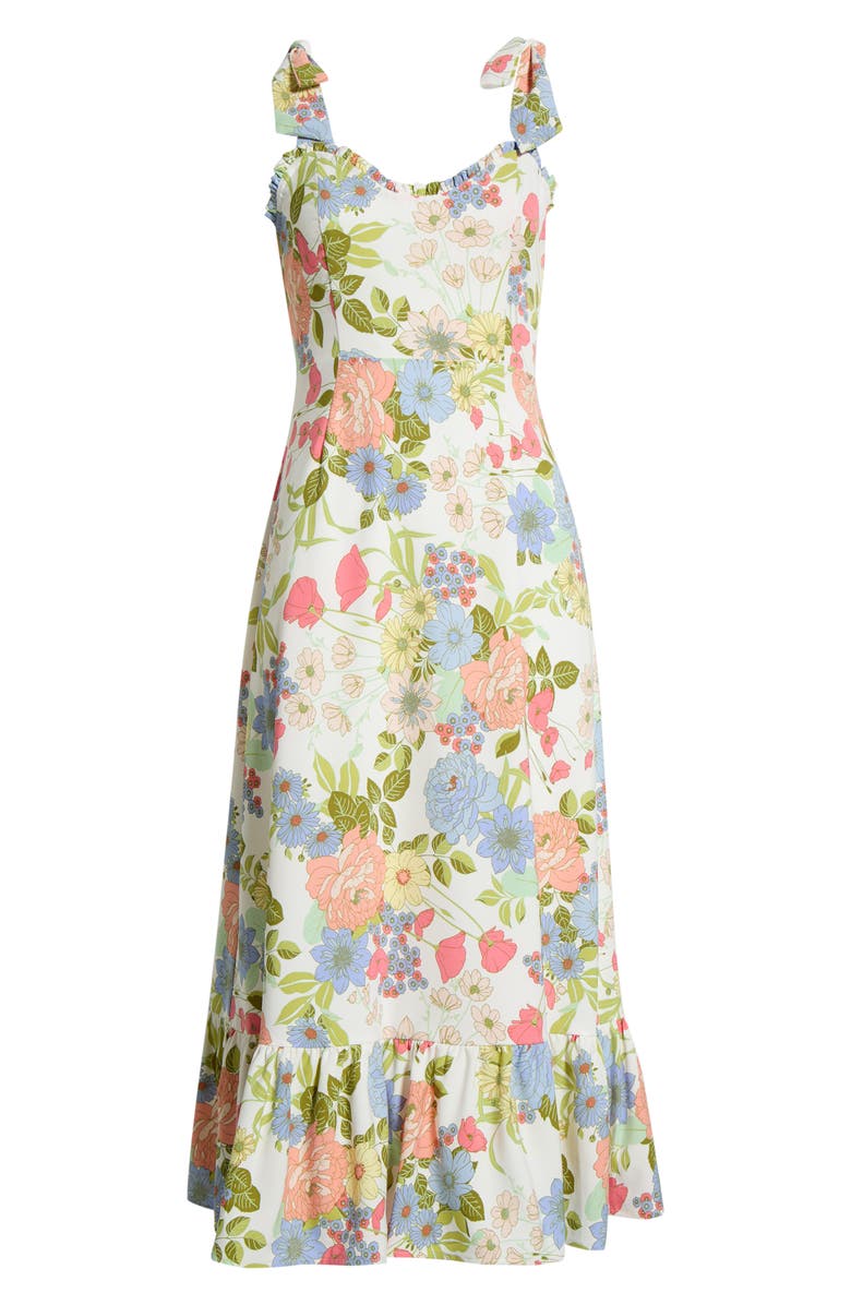 SUGARLIPS Floral Tie Strap Midi Sundress, Main, color, 