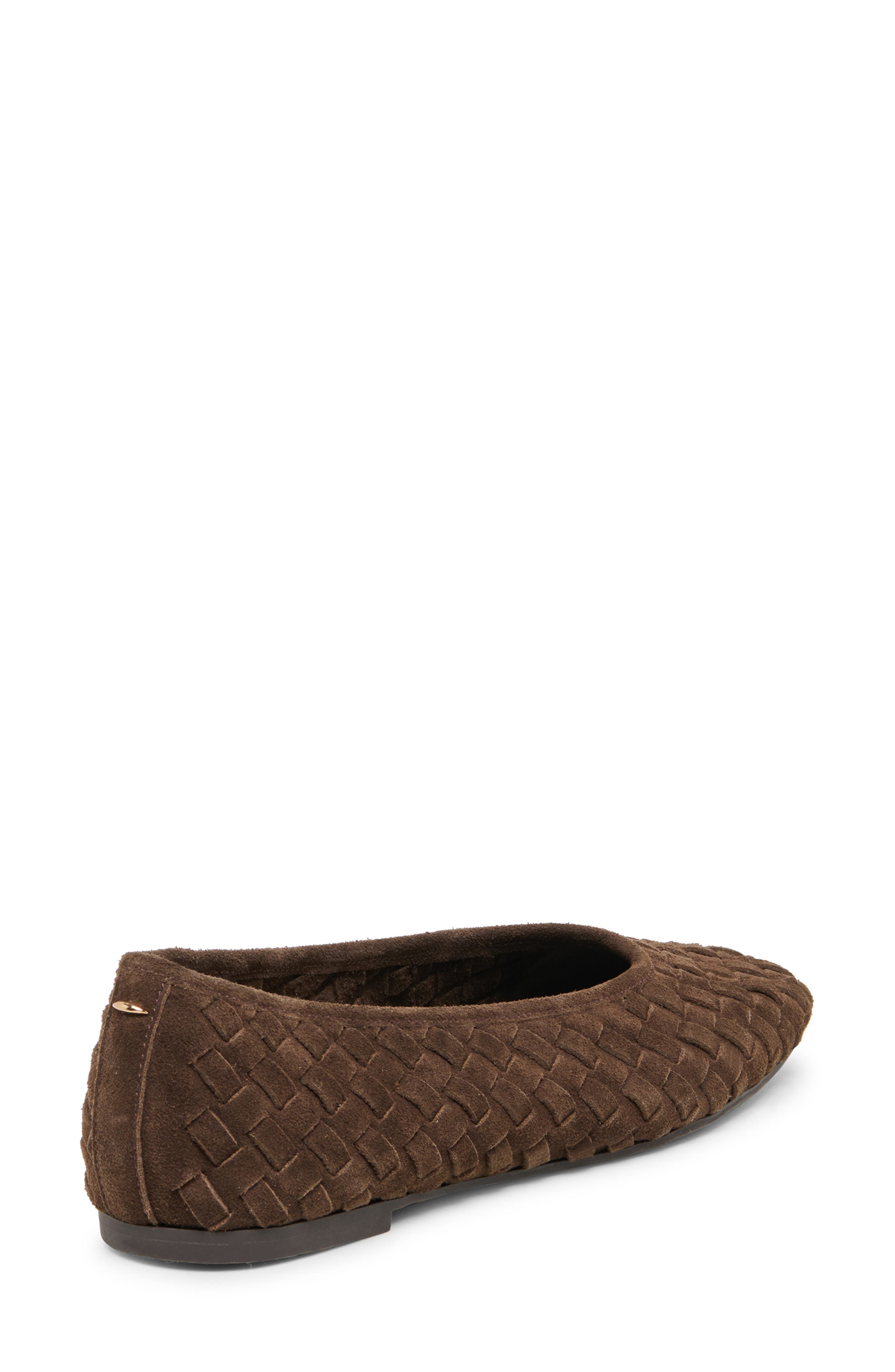 Mycah Wovan Flat, Alternate, color, DARK BROWN WOVEN SUEDE