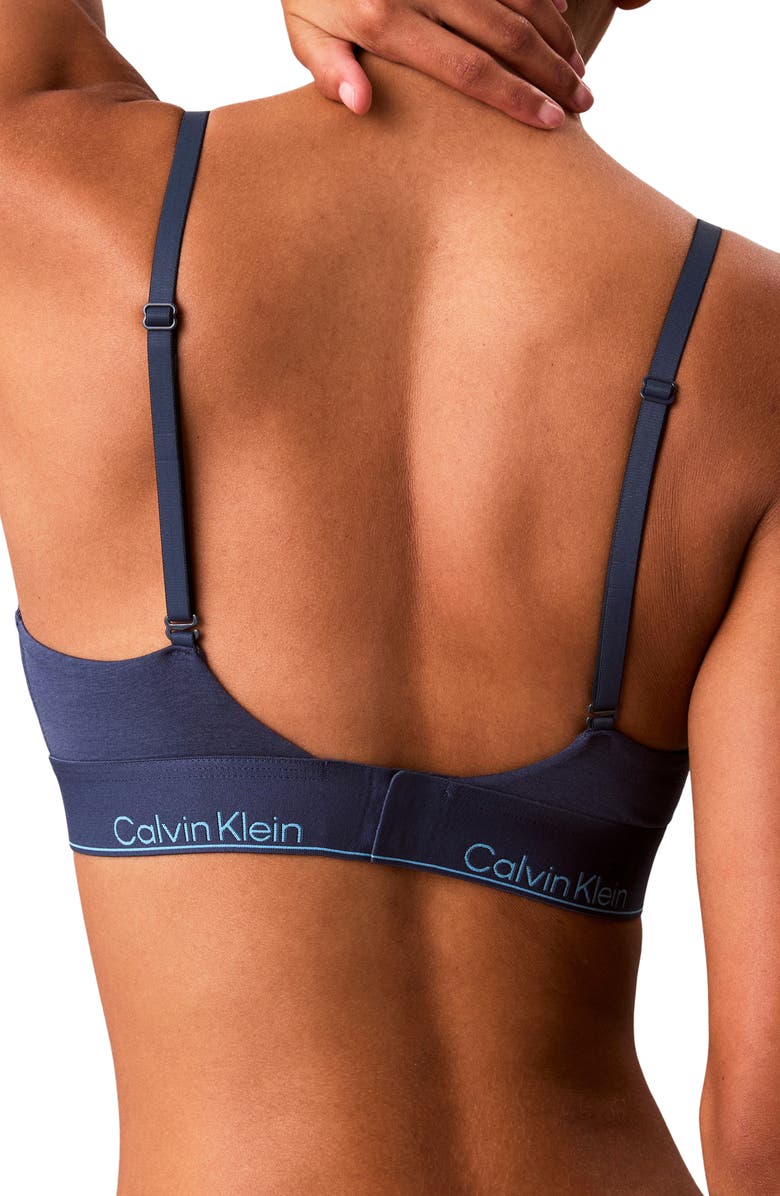 Calvin Klein Lightly Lined Racerback Bralette, Alternate, color, Dark Denim