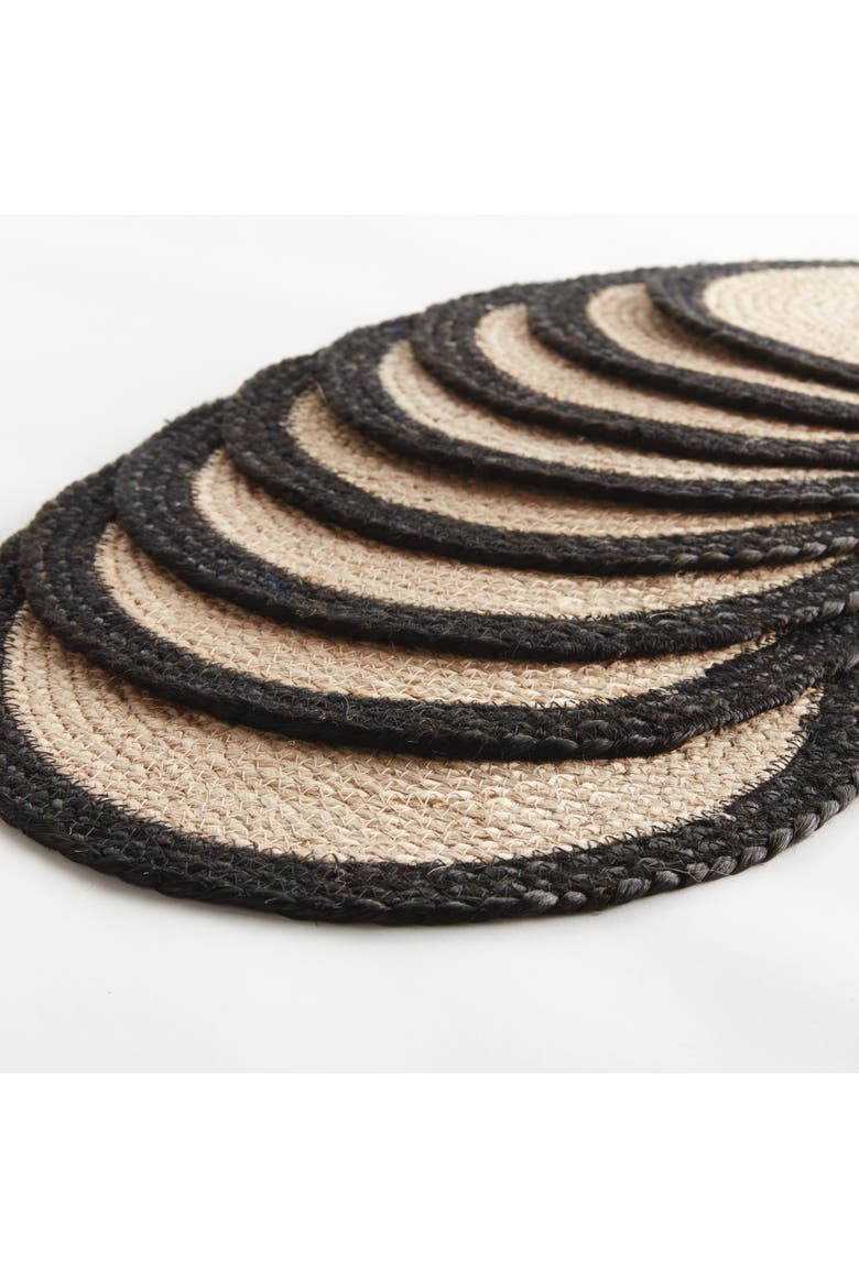 Jute Coil Oval Placemats, Set of 8 - Natural/Black Jute, Alternate, color, Black