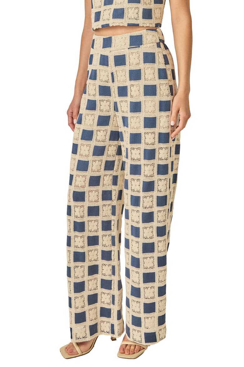 Embroidered Wide Leg Pants, Alternate, color, NAVY