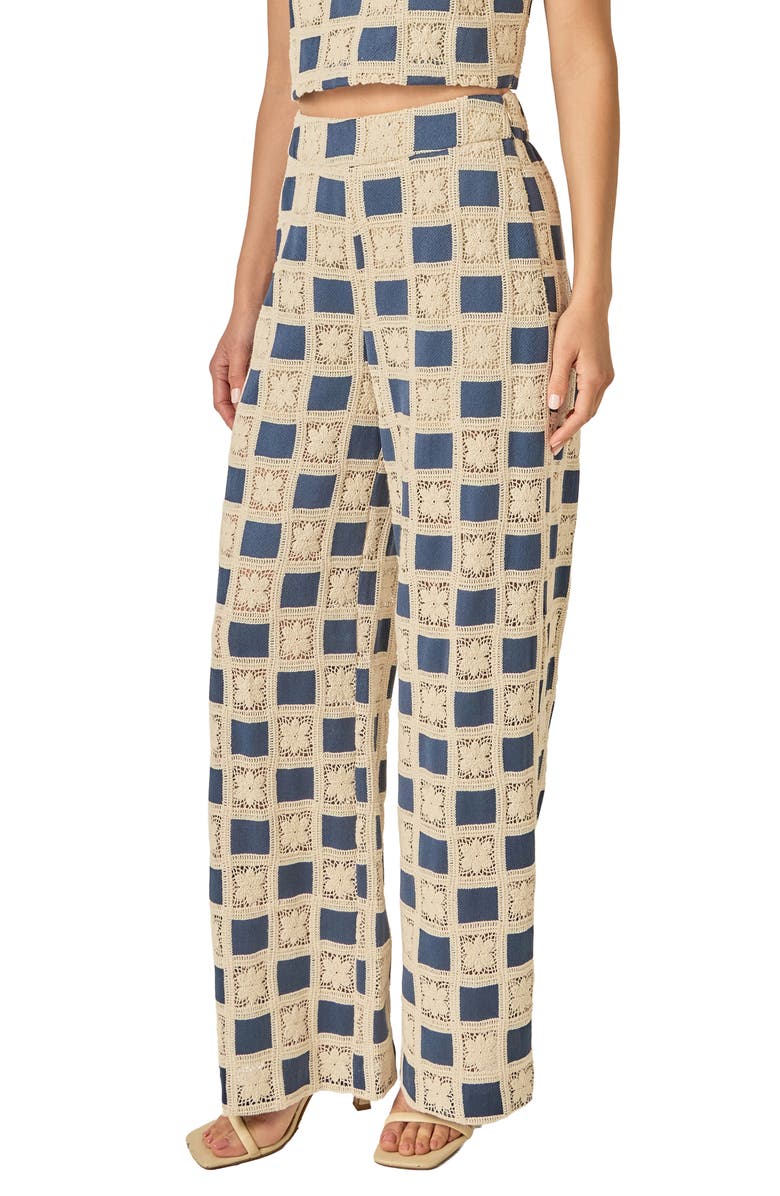 English Factory Embroidered Wide Leg Pants, Alternate, color, Navy