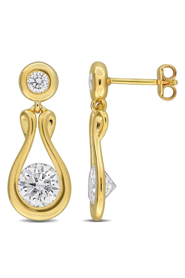 Moissanite Teardrop Earrings Yellow Plated Silver, Main, color, Yellow-Plated Sterling Silver
