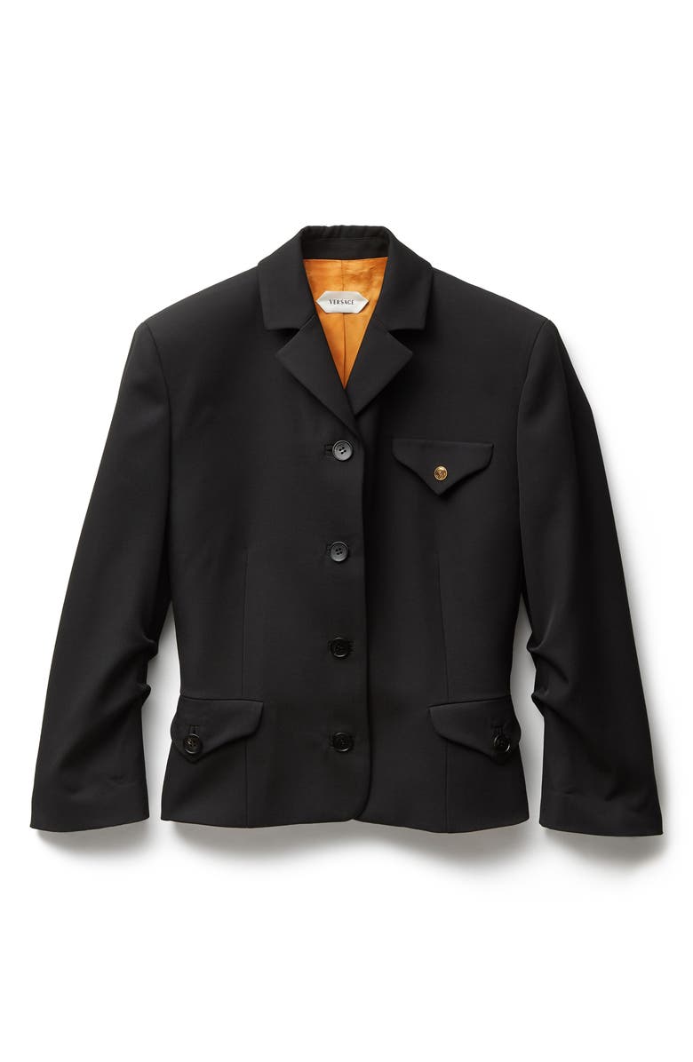 Versace Wool Grain de Poudre Informal Jacket, Alternate, color, Black