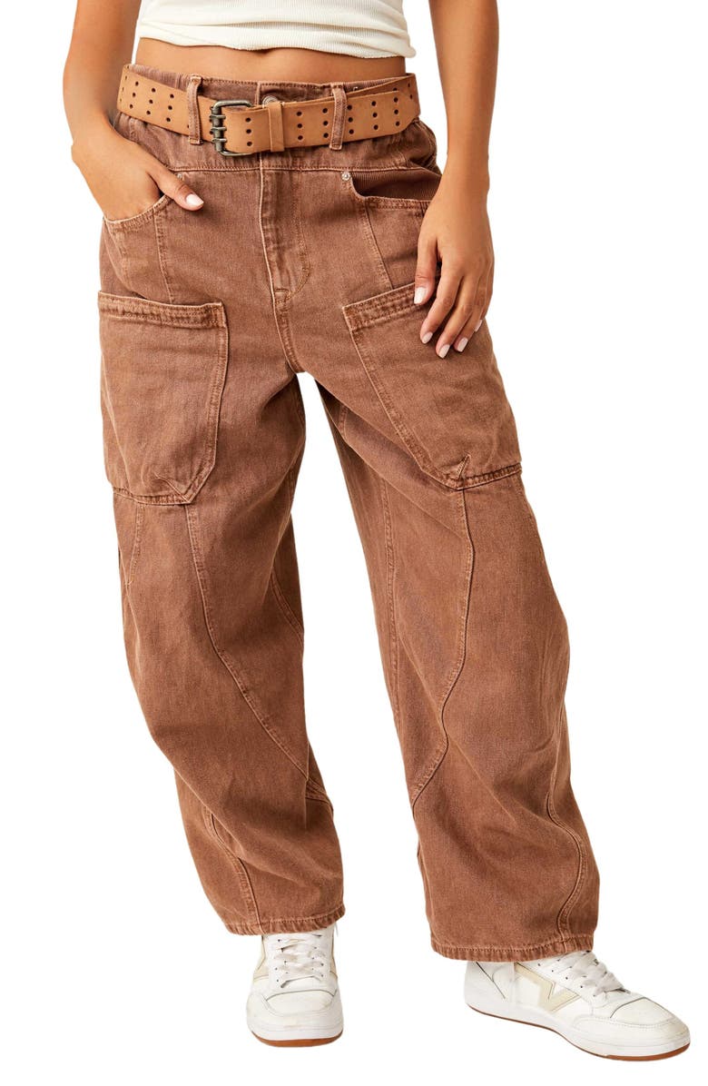 Free People New School Relaxed Straight Leg Cargo Jeans, Main, color,