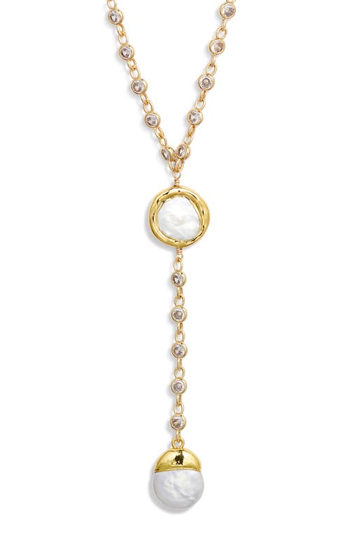 Vidakush Teardrop Freshwater Pearl Pendant Y-necklace In Gold