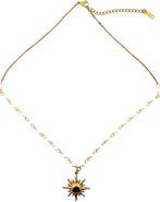 Gemini Jewelry Sun Pendant Faux Pearl Station Necklace
