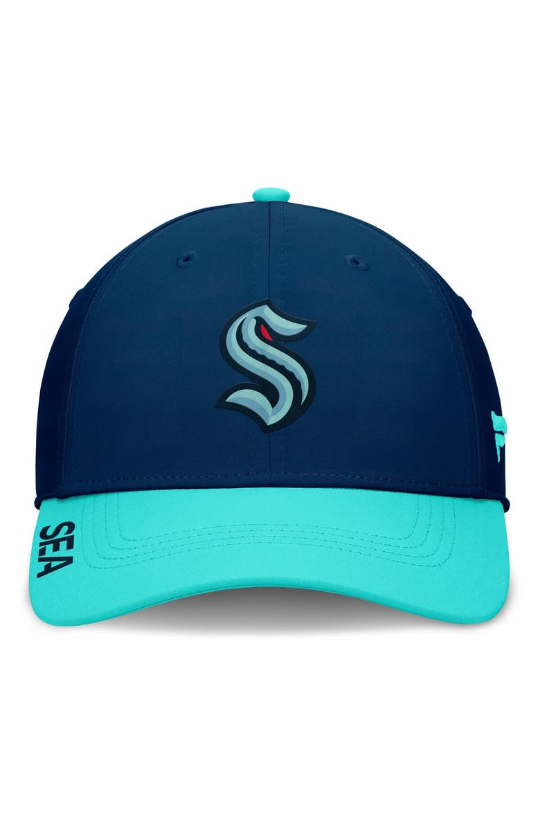FANATICS Men's Fanatics Deep Sea Blue/Light Blue Seattle Kraken Authentic Pro Rink Flex Hat, Alternate, color, Navy