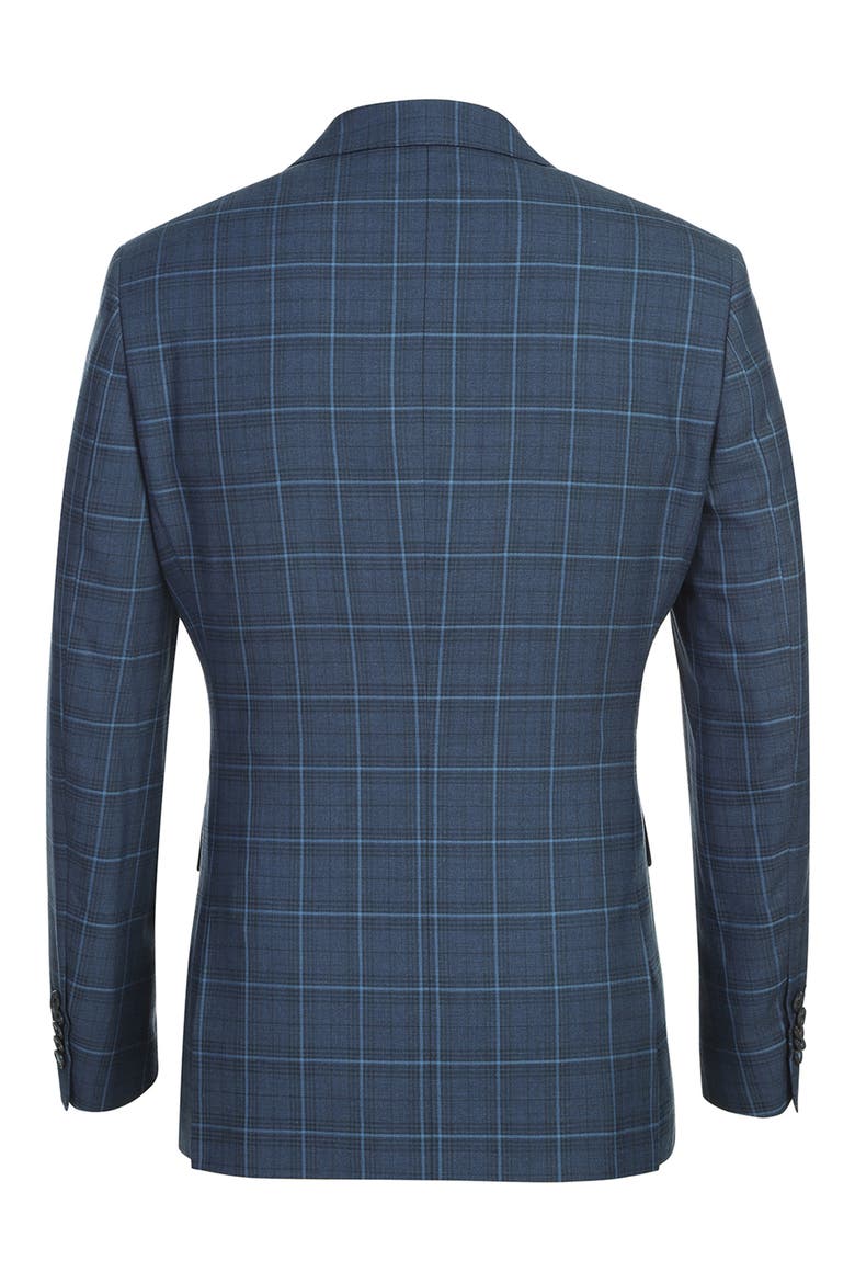 Windowpane Blue Mélange Suit, Alternate, color, NAVY