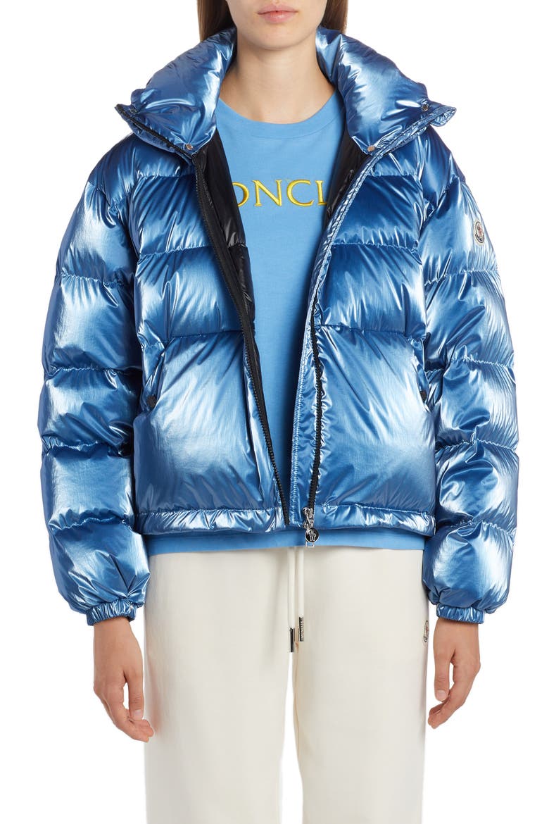 Moselotte Hooded Short Down Puffer Jacket, Main, color, BLUE