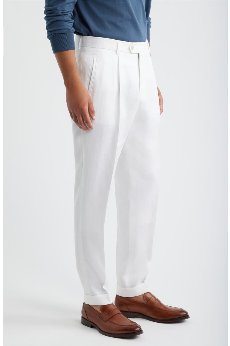 Peet White Pleated Linen Suit Pants, Alternate, color, WHITE