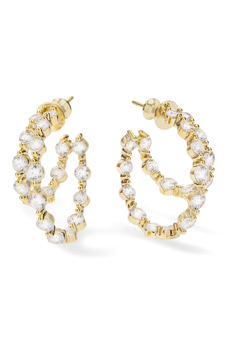 She's an Icon Double Hoop Earrings, Main, color, GOLD-WHITE
