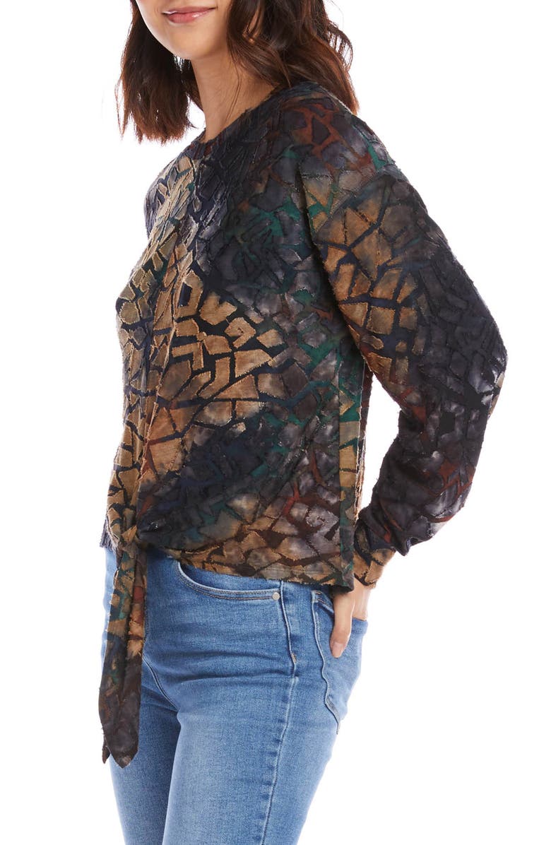 Karen Kane Burnout Tie Front Top, Alternate, color, 