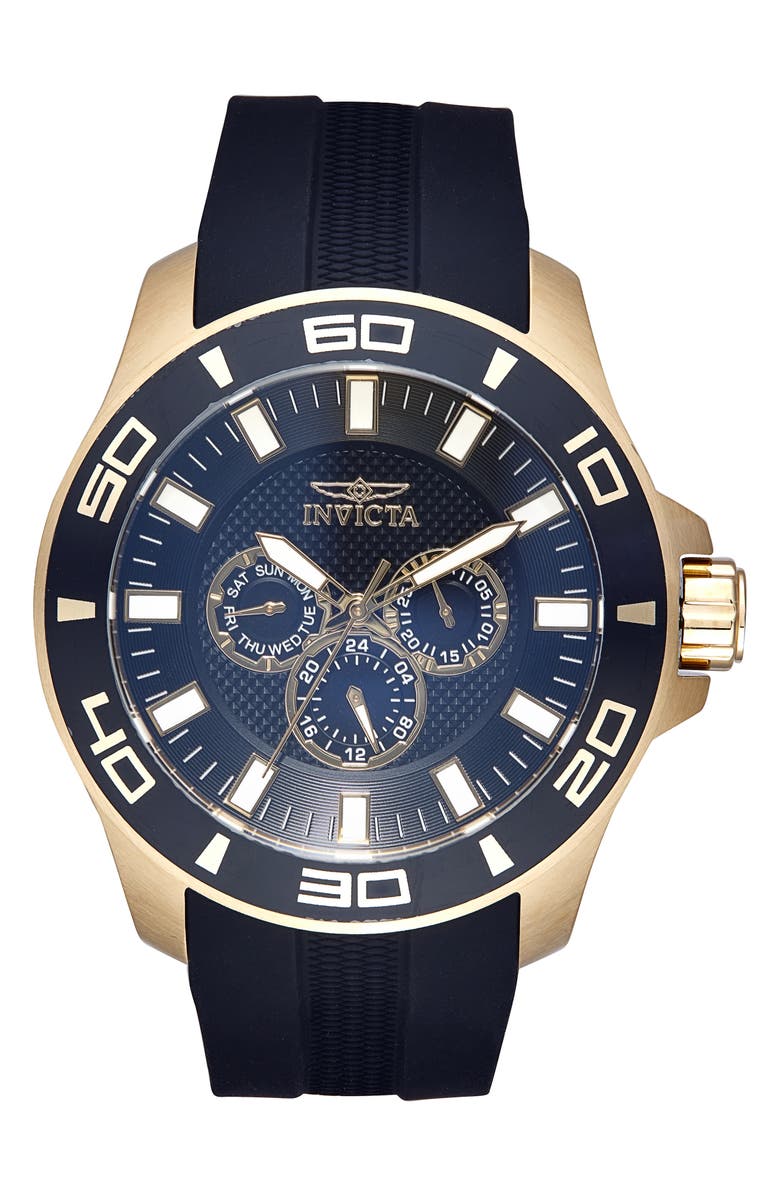 INVICTA Pro Diver Quartz Silicone Strap Watch, 40mm x 14mm, Main, color, Black