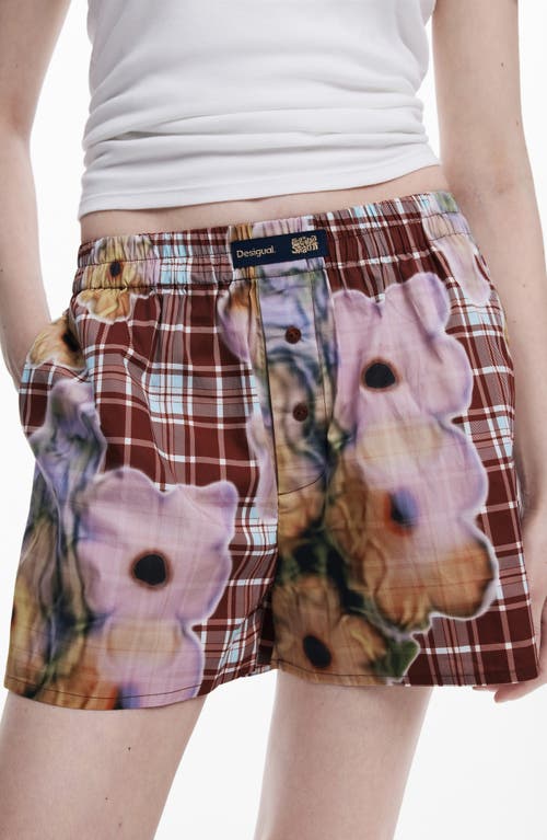 Desigual Mixed Print Cotton Shorts In Floral Multi