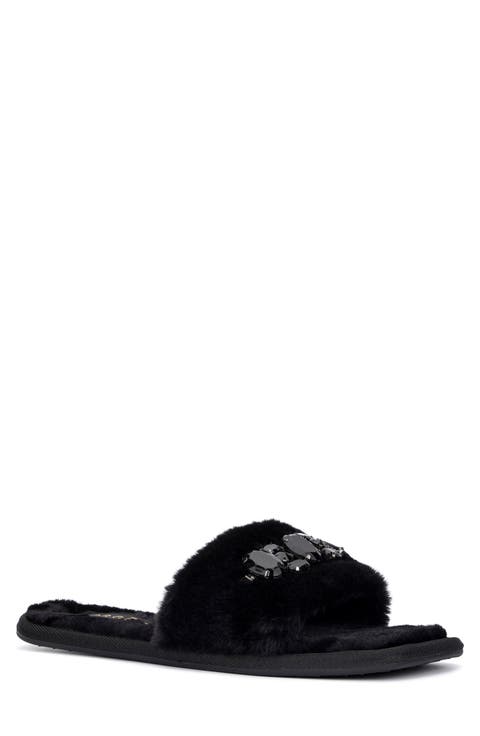 Isabella Embellished Faux Fur Slipper (Women)