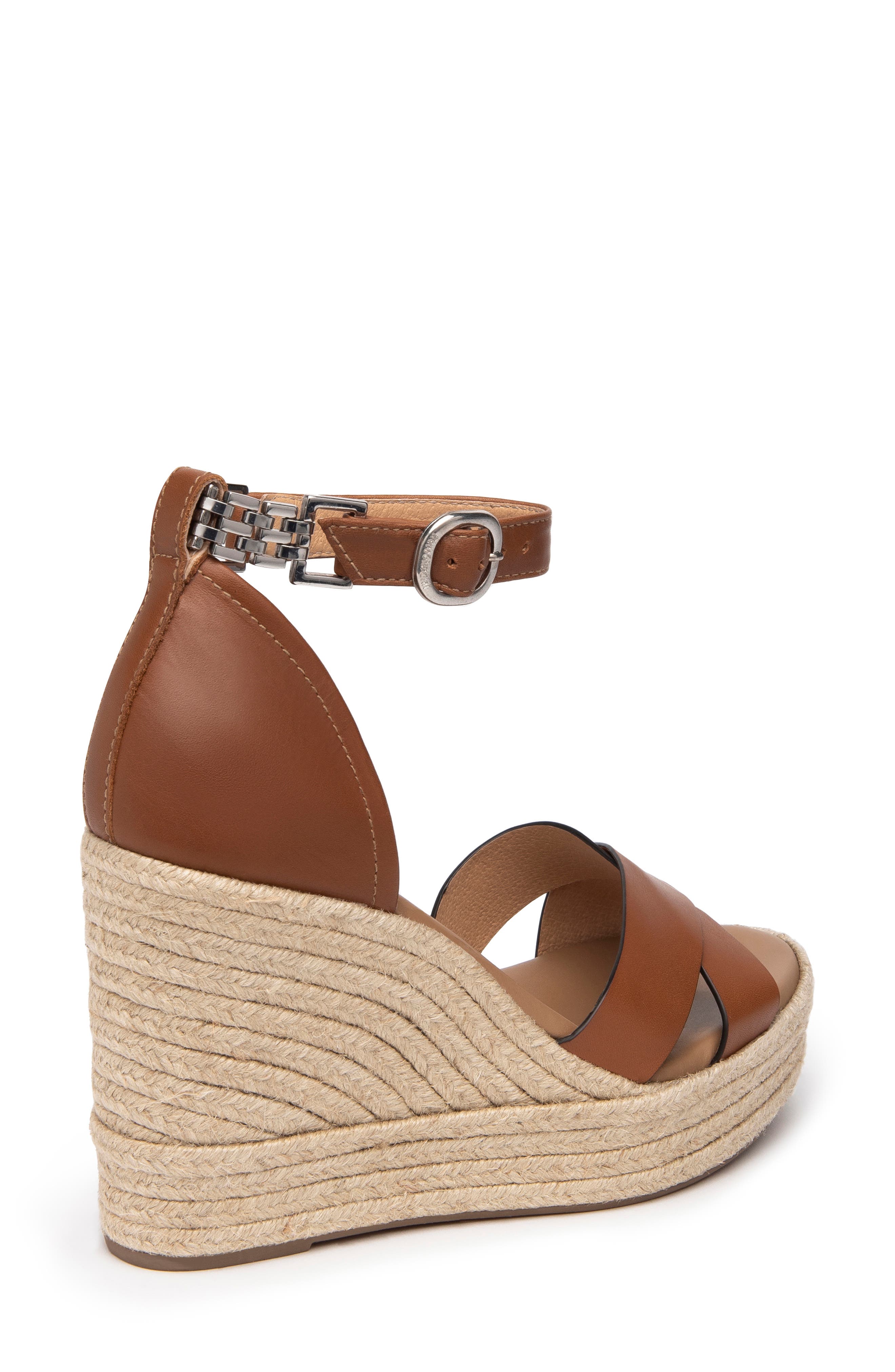 NeroGiardini Ankle Strap Espadrille Wedge Sandal, Alternate, color, Cognac
